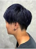 コンマヘア/ソフトマッシュショート/韓国ヘア/青髪/ネイビー/紫