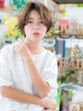 カバーヘア イヴ 戸頭店(COVER HAIR EVE) くせ毛風小顔センターパート前髪なしショートc5戸頭20代30代40代