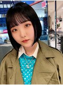 ボブ　ミニボブ　黒髪ボブ　前髪パッツン