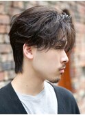 センターパートニュアンスパーマフェザーパーマ波巻きパーマ