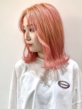 フォーク FOLK 【FOLK】ペールピンクカラー♪ハイトーン ダブルカラー 外ハネ