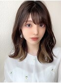 大人かわいい似合わせカット/インナーカラー/こなれミディ/新宿