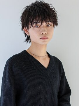 ラミ(L'ami) モテ髪アップバング×ウルフパーマ/くせ毛風パーマ
