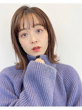 サンド 銀座(sand) ふわっとミディアムボブ☆ナチュラルブラウンベージュ