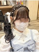 *.編みカチュサイドポニー.*