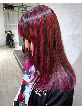 イト(ito) ローズピンクアンブレラカラー黒メッシュ筋カラーローライト