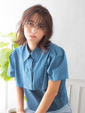 リュープリエ 笹塚(Lieu plie) 切っぱなしミディアムスタイル/深みブラウン