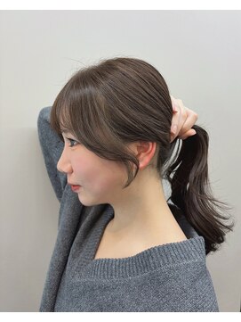 前髪顔まわりカット天使の羽バングロングボブミディアム20代30代