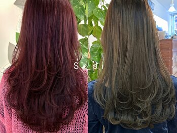 ソピ バイ インビテーション(sopi by invitation)の写真/色落ちも計算して.あなたに似合う透明感カラーをご提案♪前髪,顔まわりカット,レイヤーカットも人気◎