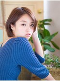 小顔効果ショートボブ斜めバング【es hair金山 】