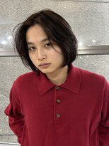 =メンズボブ/メンズロング/ダークアッシュ/ニュアンスパーマ