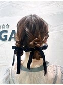 結婚式ヘアセット/ハーフツインお団子アレンジ