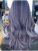 透明感寒色カラー　ブリーチダブルカラーパープルシルバー