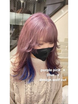 アーチフォーヘア 心斎橋店(a-rch for hair) パープルピンク×ブルー×デザインウルフ