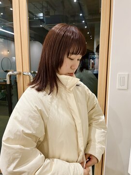 ウッド(uood) 顔まわりカット×オレンジブラウン