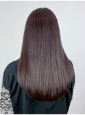 おくれ毛暗めカラーブリーチ韓国ヘアロング_ba559431