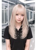 ハイトーン×顔周りレイヤー/髪質改善/ブリーチ/ケアブリーチ