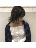外国人風ボブ ハイライト 暗髪グレージュ　白髪ぼかし