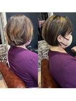 ハピネス クローバー 学園前店(Happiness CLOVER)&nbsp;丸みショート/前髪/顔周りカット/濱崎優/白髪ぼかし