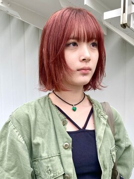シアン(SYAN) 暖色カラー/ピンクオレンジ/顔周りレイヤーボブ【shiho】