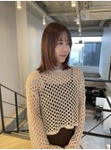 大人可愛い艶髪秋色カラーくすみベージュくびれオレンジカラー