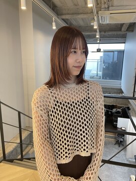 ヌープヘアーアイス(NUUP.hair ici) 大人可愛い艶髪秋色カラーくすみベージュくびれオレンジカラー