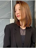 【MINX】くびれヘアアプリコットオレンジハイライトカラー表参道