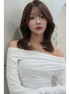 アンジェリカラボ 梅田店(ANGELICA LABO) 韓国風くびれレイヤーカット×グレージュ×透明感ブラウン川又