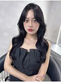 池袋 韓国ヘア 2wayバング ラベンダーグレージュ 暗髪カラー