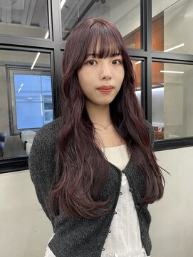 ニコ トウキョウ 渋谷(nico TOKYO) ダブルカラーチェリーレッドピンクブラウン韓国レイヤーロング