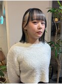 韓国風/タッセルボブ/インナーカラー/ブルーブラック/ブロンド