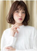 ダークブラウン小顔くびれミディアムボブパーマX川口30代40代