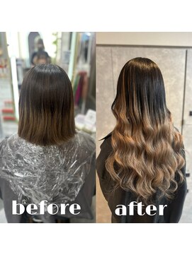 ガルボヘアー 心斎橋店(garbohair) バレイヤージュ風カラープルエクステ心斎橋エクステ当日予約OK