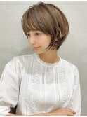 20代30代40代大人かわいいひし形ボブ小顔ショコラベージュ