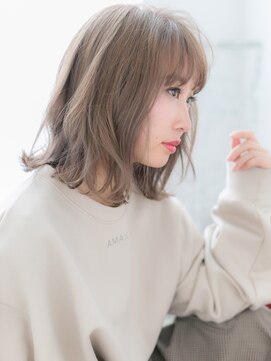アルバハナレ 横浜(αlba HANARE) 関内/髪質改善/ホワイトグレージュ×くびれミディロブヘアc
