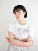 ミディアムヘア/斜めバング/グレージュカラー/新宿