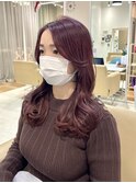 くびレイヤー美髪ケアカラーエアリーロングピンクブラウン★TARO