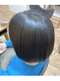 切りっぱなしボブ/グレージュ/髪質改善カラー[横浜/東神奈川]