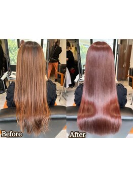 ≪ダメージやブリーチ毛に対応≫朝の髪のお手入れがラクに◎[ブリーチなしダブルカラー/髪質改善/縮毛矯正]