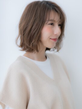 カバーヘア ブリス 上尾西口店(COVER HAIR bliss) グレーブラウンアッシュ切りっぱなし外ハネボブX上尾30代40代