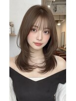 レス(Les.)&nbsp;ミディアムレイヤーバタフライカットハッシュカットダークグレー