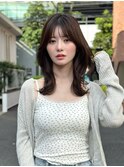 大人可愛いくびれミディアムレイヤー暗髪ブラウンカラー髪質改善