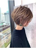 ショートボブ イルミナカラー アッシュベージュ◎川原拓也