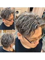 銀座マツナガ 浅草店&nbsp;ツイストスパイラルパーマ白金メッシュツーブロック刈り上げ