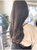 光で透けるグレージュハイライトロング韓国巻き梅ヶ丘美容室