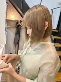 【LA PAGE】切りっぱなしボブ×ハイトーンベージュ