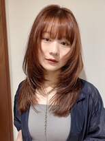 ロングレイヤー　レイヤーカット　暖色カラー