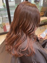 ゆる巻きピンク・アンバー系レイヤースタイル☆【門前仲町/美容室/美容院/ヘッドスパ/髪質改善カラー】