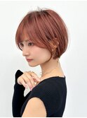 斜めバング、小顔ショート、前髪パーマ