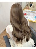 ブリーチなしカラー/髪質改善/ミルクティーベージュ/小顔へア